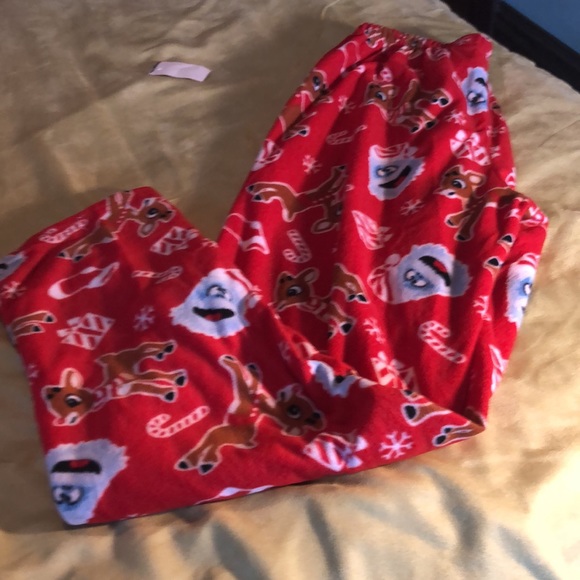 2 Rudolf the Red Nosed Reindeer pajama bottoms/medium and small child size - Picture 7 of 16